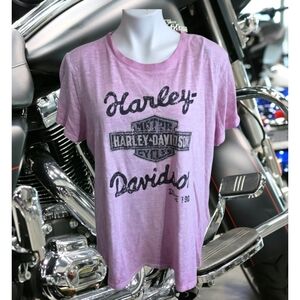 Harley Davjdson Orchid Pink Short Sleeve Burnout Graphic Tee Size 2XL
